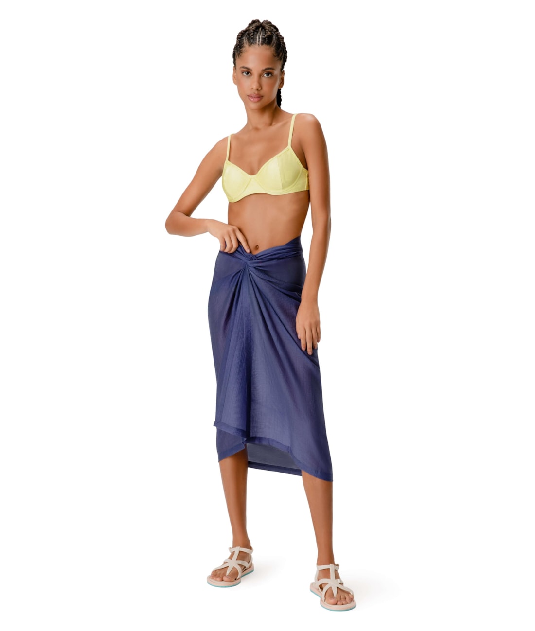 Saia Pareo Washed Azul Jeans