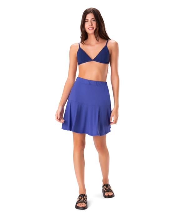 Saia Recortes Jersey Azul Bic