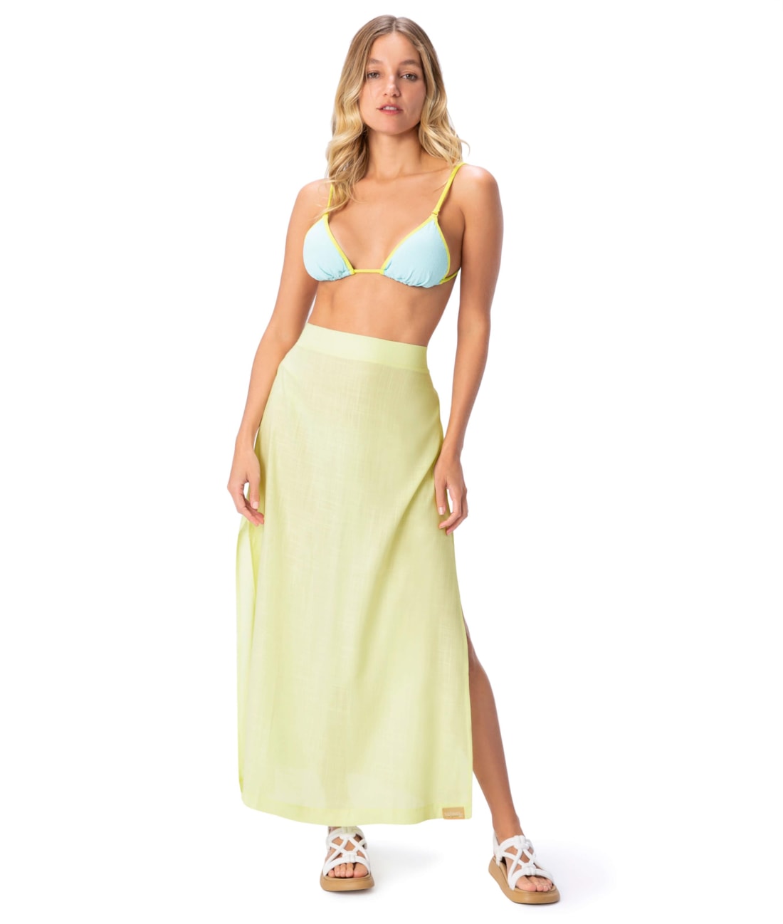Saia Resort Longa Light Visco Amarelo Limao