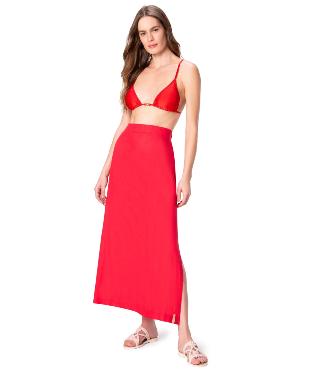 Saia Resort Longa Light Visco Vermelho