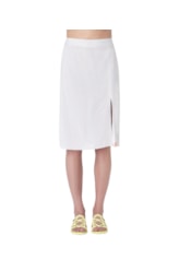 Saia Resort Midi Linen Stripe Cinza Claro