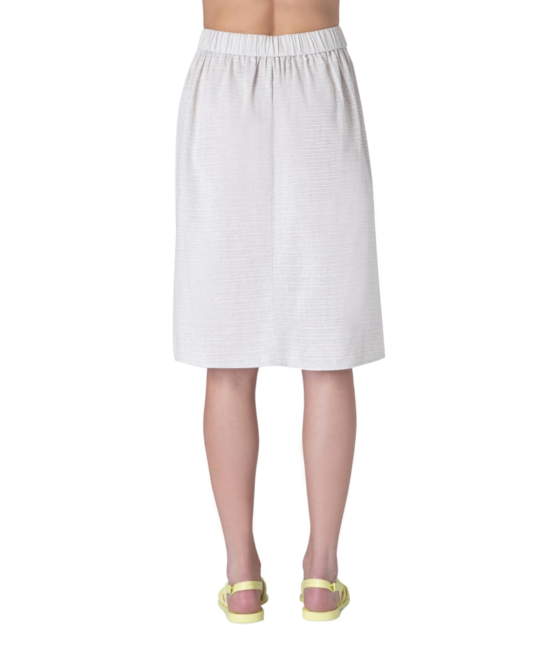 Saia Resort Midi Linen Stripe Cinza Claro