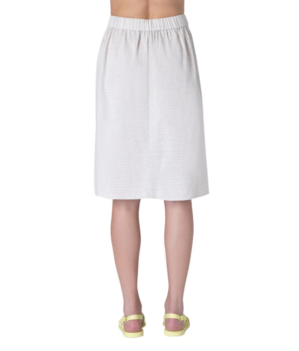 Saia Resort Midi Linen Stripe Cinza Claro