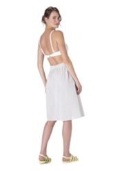 Saia Resort Midi Linen Stripe Cinza Claro