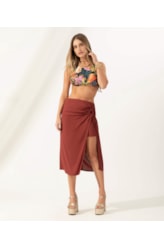 Saia Resort Midi Linho Vinho