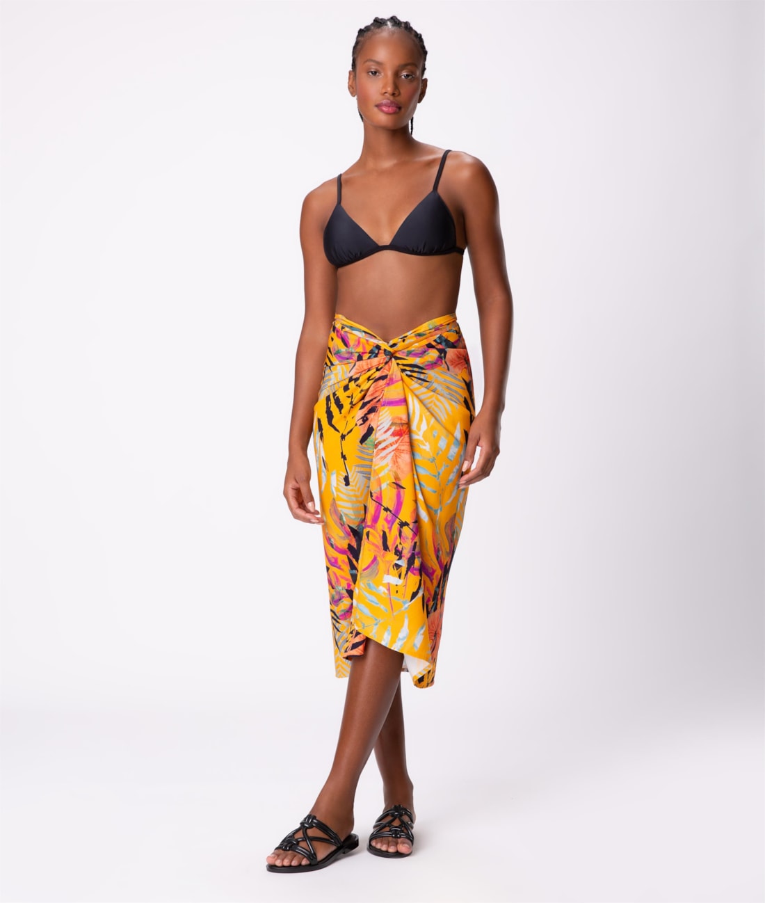 Saia Resort Pareô Viscose Print Laranja