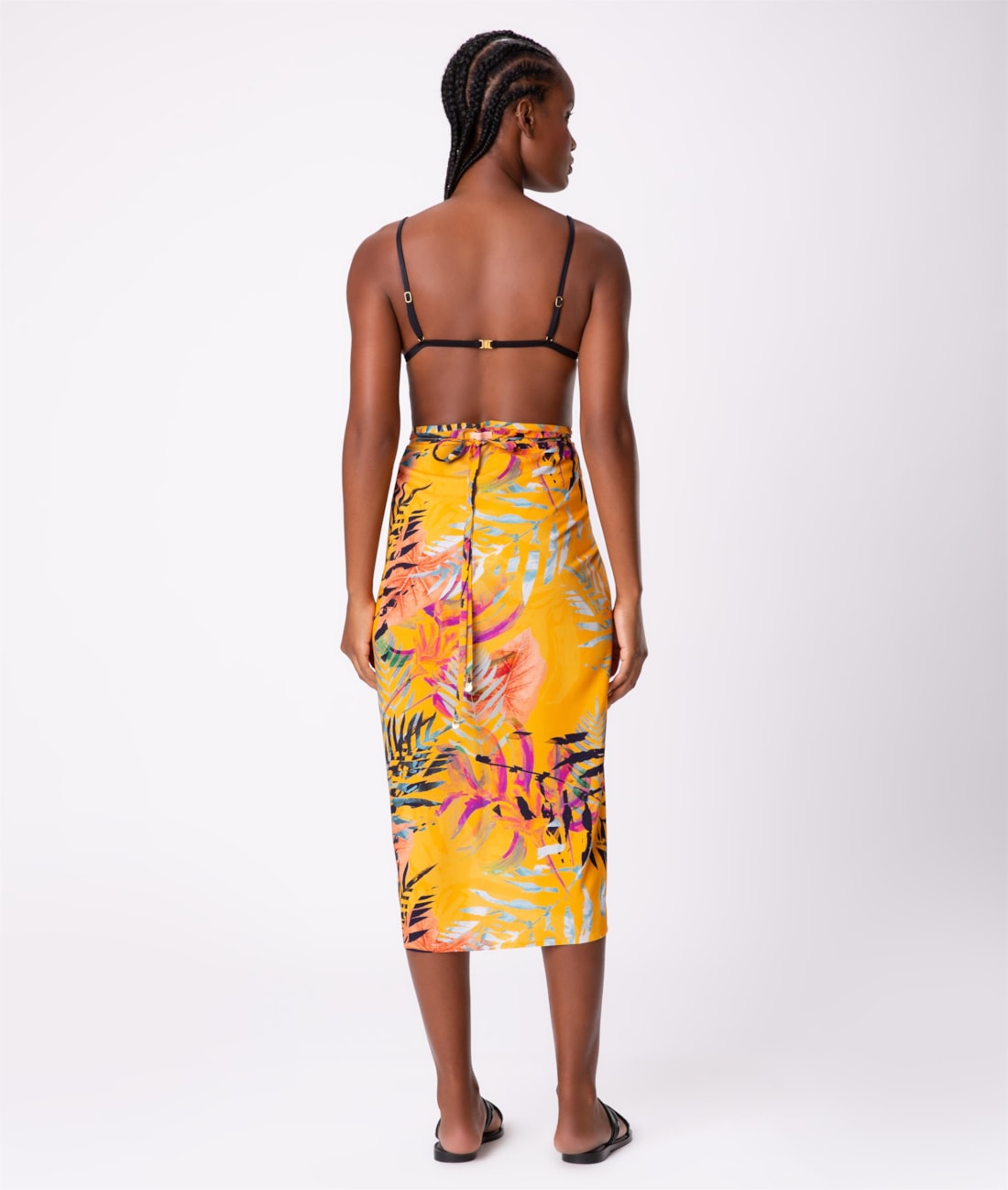 Saia Resort Pareô Viscose Print Laranja
