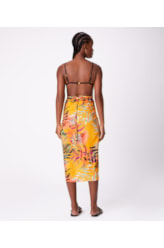 Saia Resort Pareô Viscose Print Laranja
