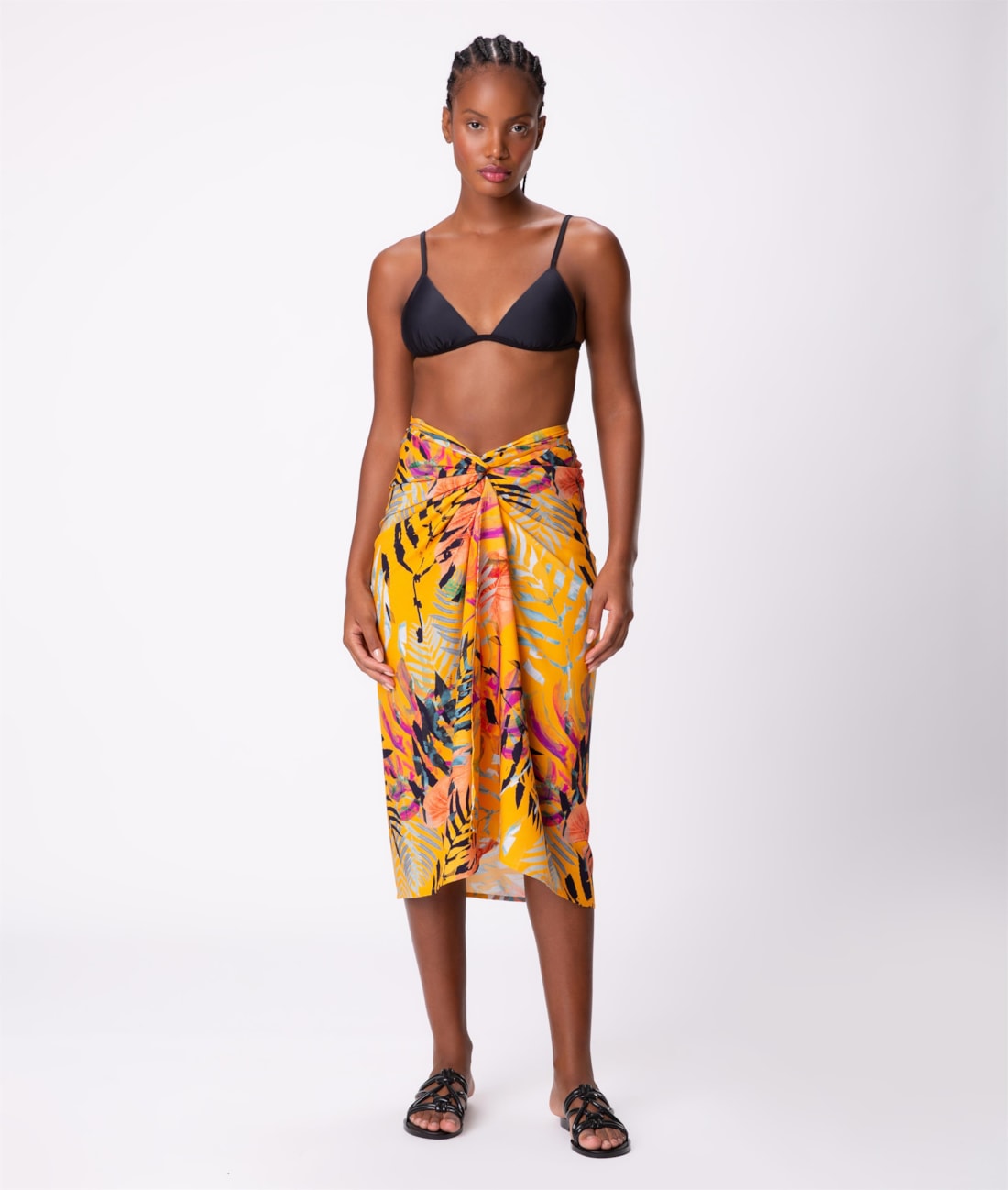 Saia Resort Pareô Viscose Print Laranja