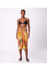 Saia Resort Pareô Viscose Print Laranja
