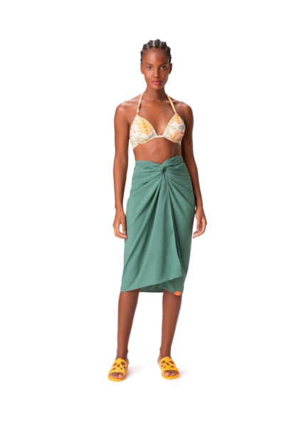 Saia Resort Pareô Viscose Verde Escuro