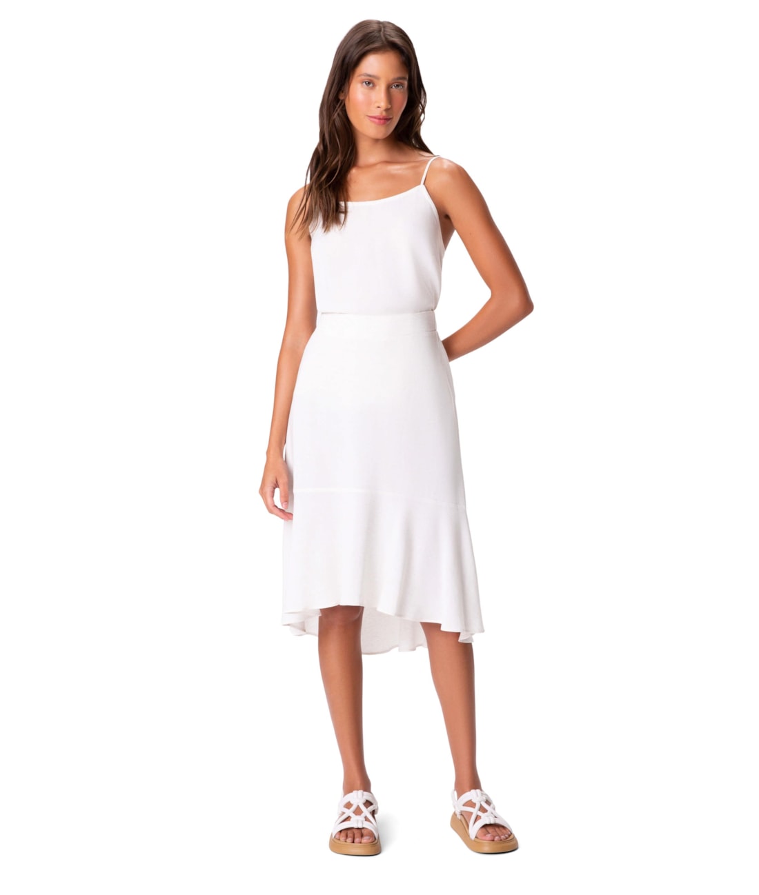 Saia Resort Recorte Linen Blend Branco