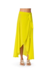 Saia Resort Transpassada Chiffon Fluor Lemom Fluor
