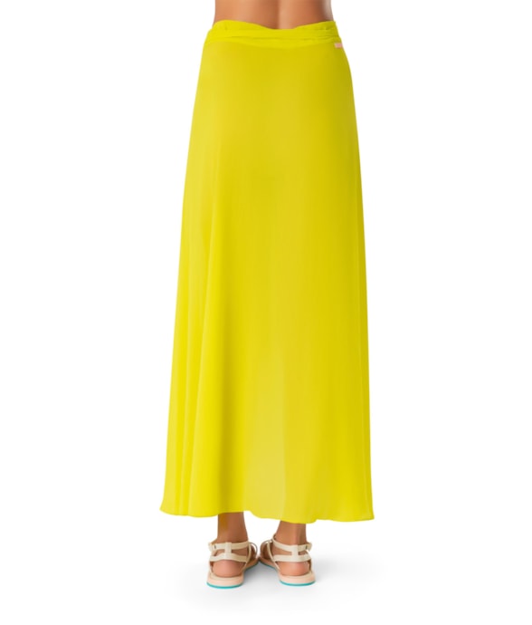 Saia Resort Transpassada Chiffon Fluor Lemom Fluor