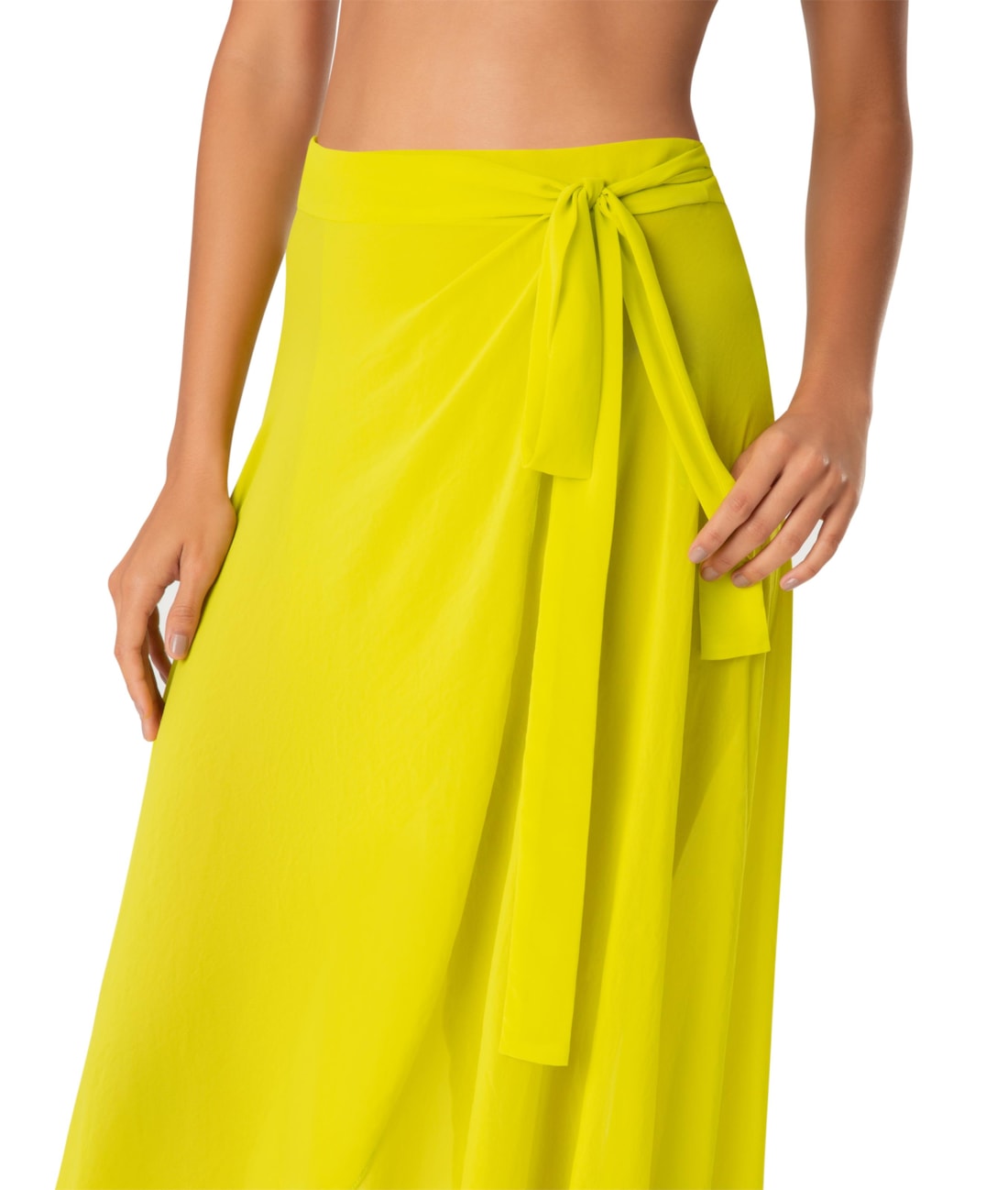 Saia Resort Transpassada Chiffon Fluor Lemom Fluor