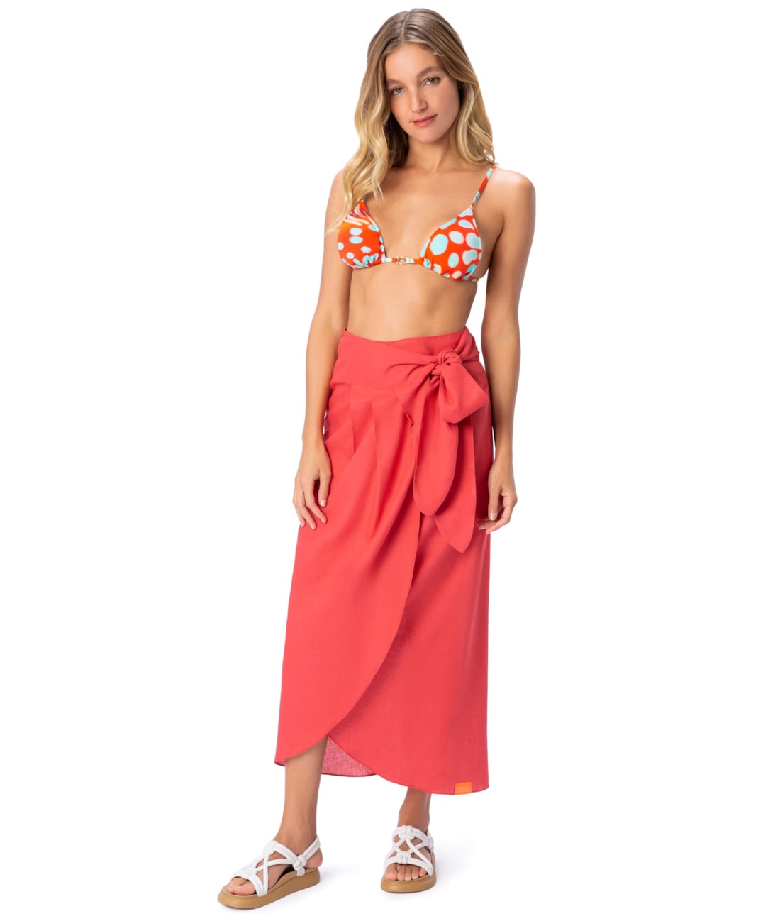 Saia Resort Transpassada Linen Gaze Coral