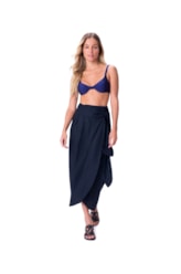 Saia Resort Transpassada Linen Gaze Marinho