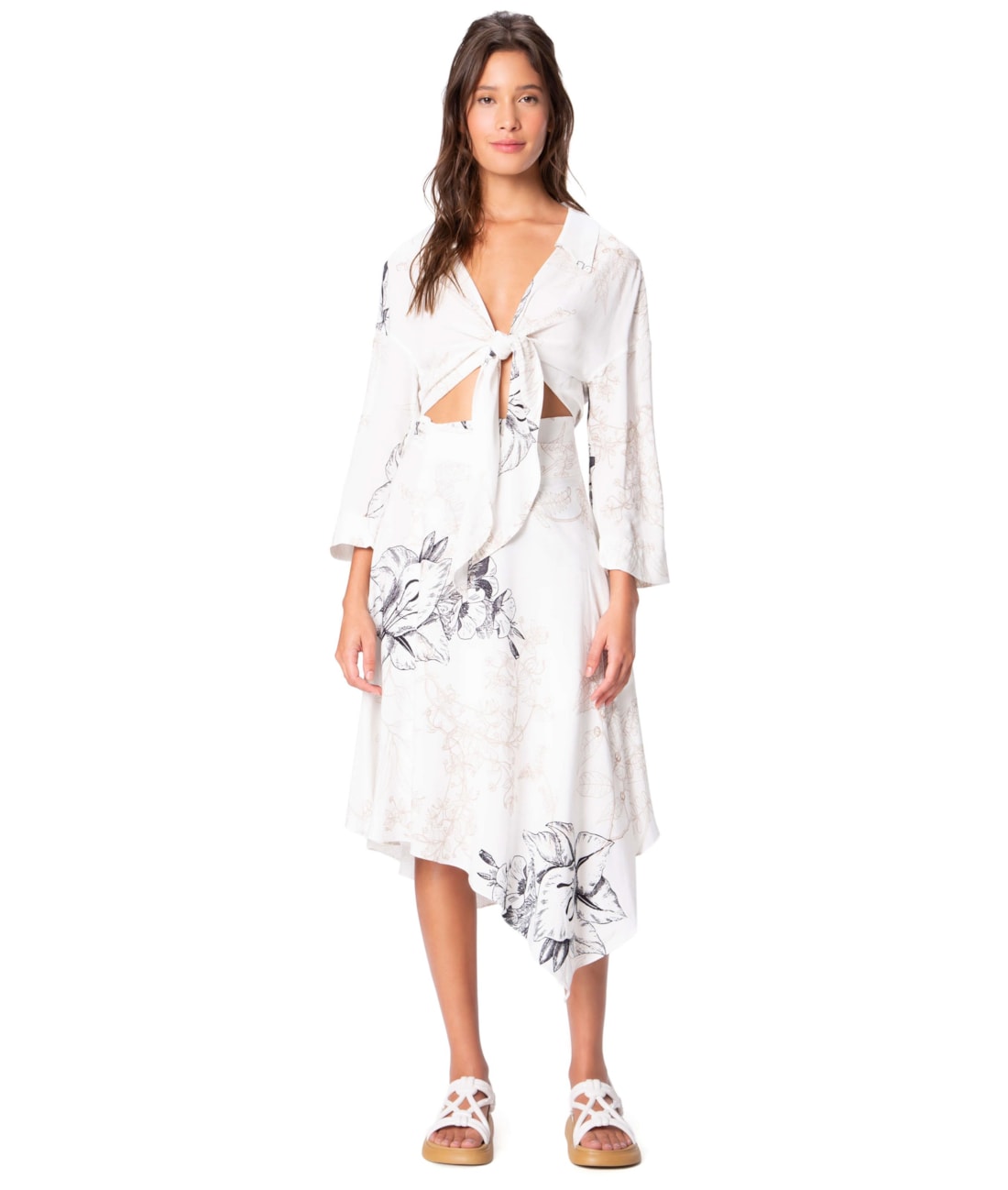 Saia Resort Transpassada Ponta Linen Blend Off White