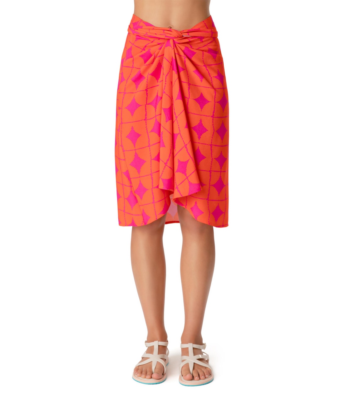 Saia Resort Transpassada Sari Bicolor Pink