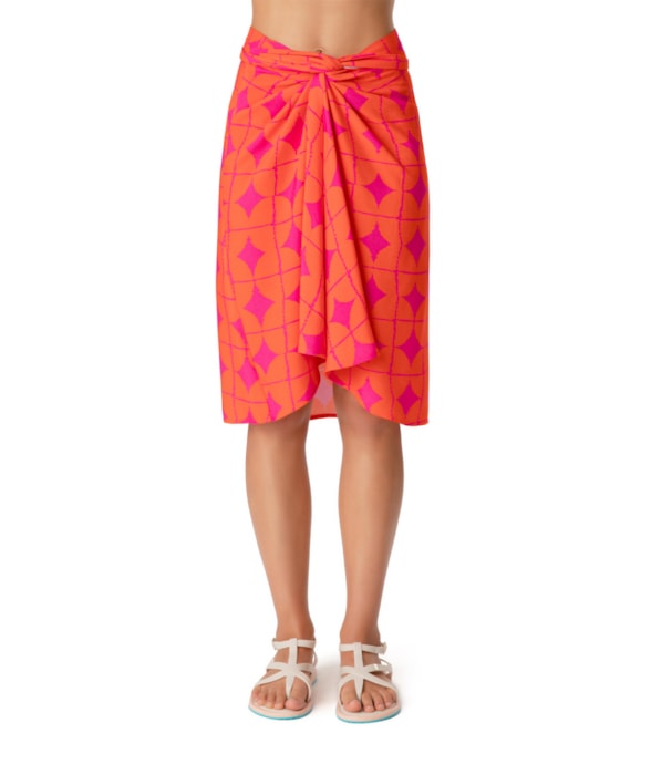 Saia Resort Transpassada Sari Bicolor Pink