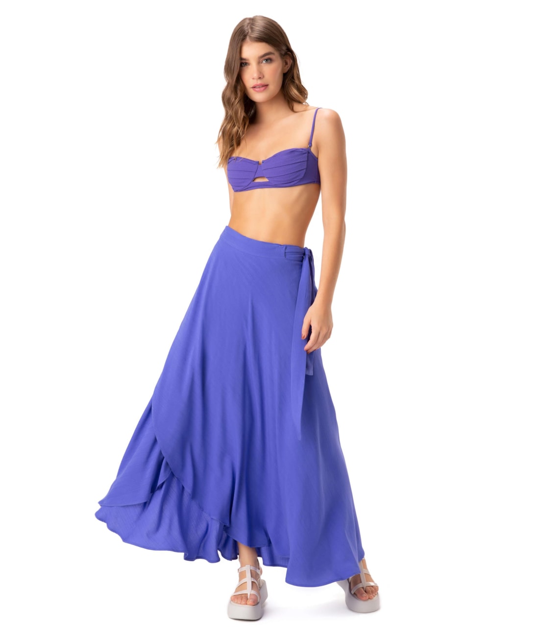 Saia Resort Transpassada Visco Texture Azul Bic