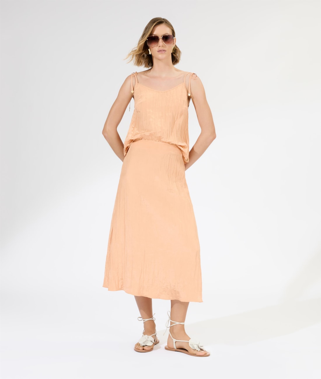 Saia Sereia Satin Waves Laranja