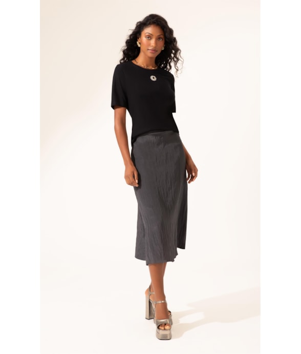 Saia Sereia Satin Waves Preto