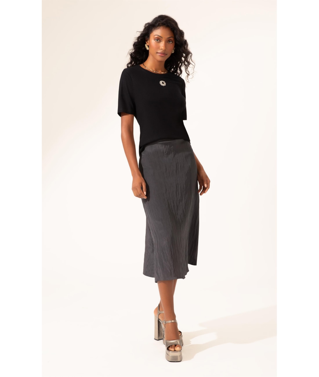 Saia Sereia Satin Waves Preto