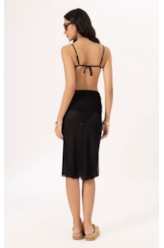 Saia Torção Tule Liso Preto