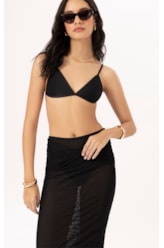 Saia Torção Tule Liso Preto