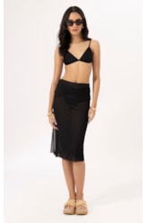 Saia Torção Tule Liso Preto