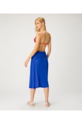 Saia Transpassada Visco Slub Azul Bic