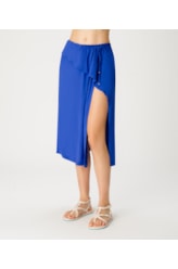 Saia Transpassada Visco Slub Azul Bic