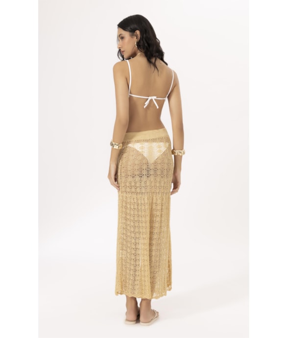 Saia Tricot Lace Amarelo Manteiga