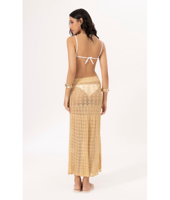 Saia Tricot Lace Amarelo Manteiga