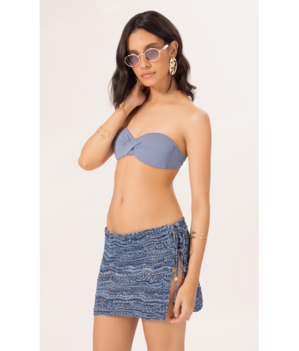 Saia Tricot Multi Color Azul Bic