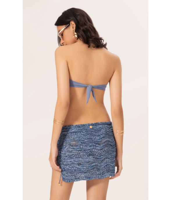 Saia Tricot Multi Color Azul Bic