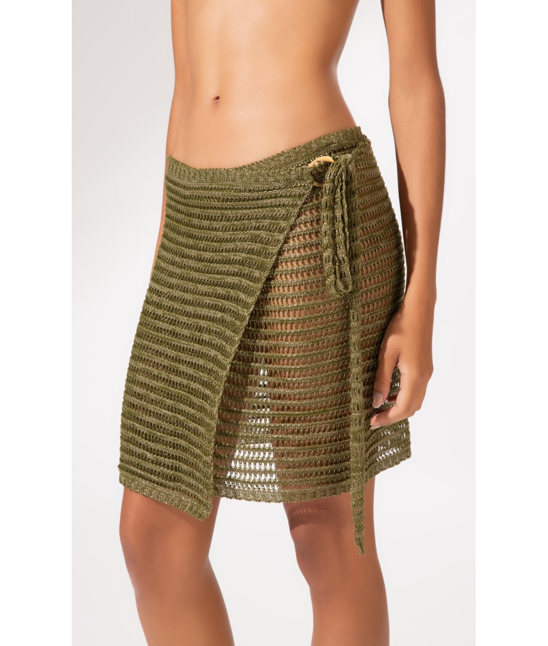 Saia Tricot Rendado Monaco Verde Oliva