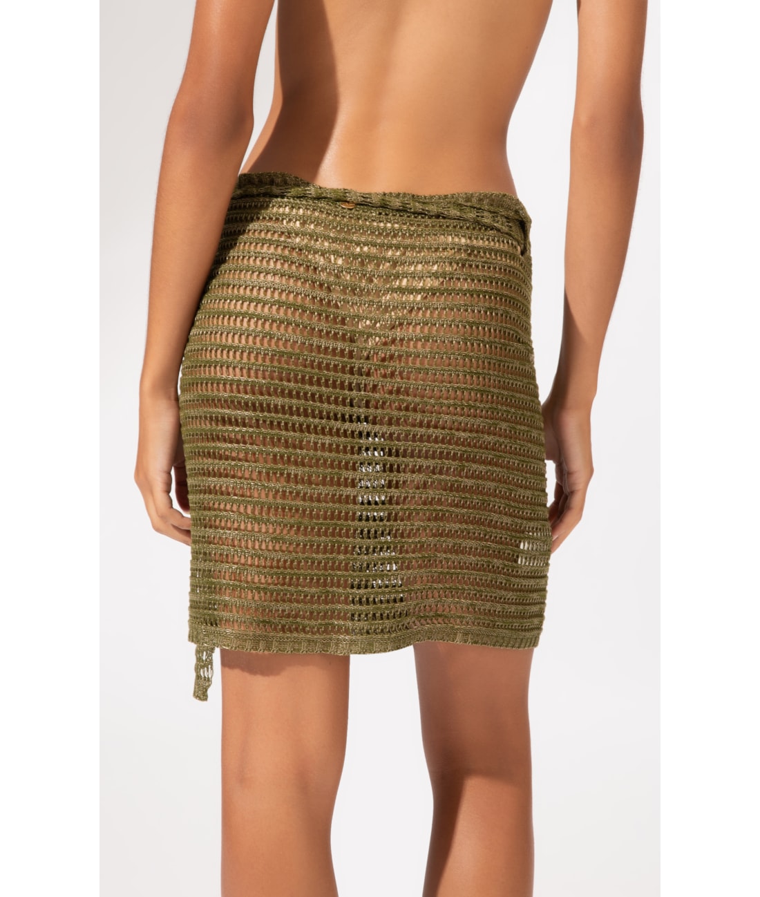 Saia Tricot Rendado Monaco Verde Oliva