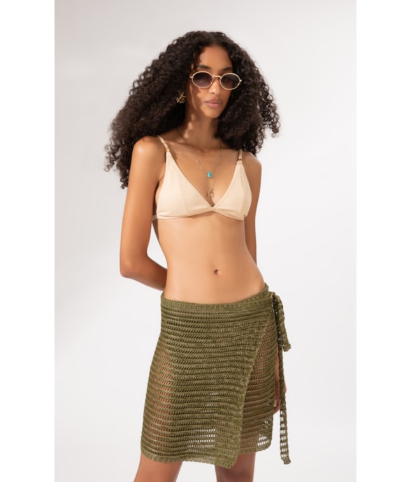 Saia Tricot Rendado Monaco Verde Oliva