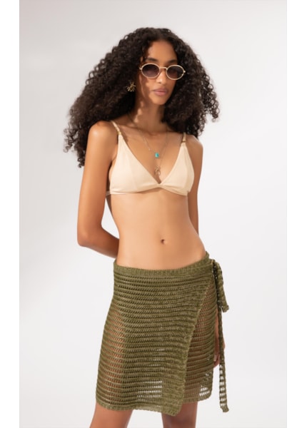 Saia Tricot Rendado Monaco Verde Oliva