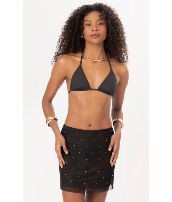 Saia Tule Crystals By Swarovski Celebrate Preto