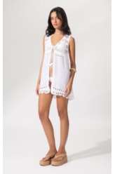 Saída Curta Crochet Mix Branco