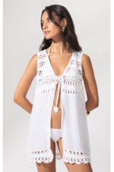Saída Curta Crochet Mix Branco