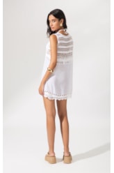 Saída Curta Crochet Mix Branco