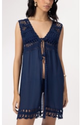 Saída Curta Crochet Mix Dark Navy