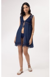 Saída Curta Crochet Mix Dark Navy