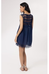 Saída Curta Crochet Mix Dark Navy
