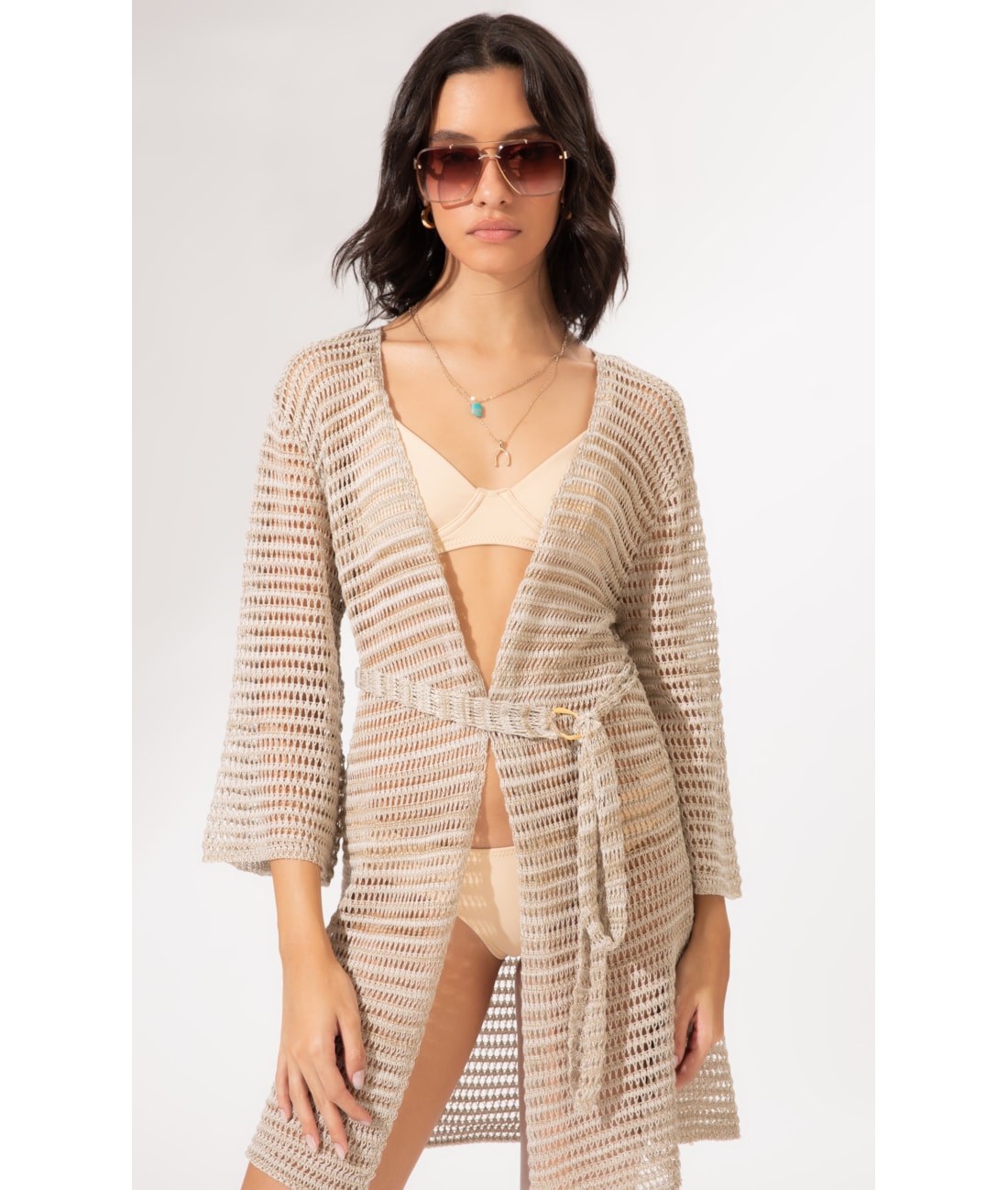 Saída Curta Tricot Gold Areia