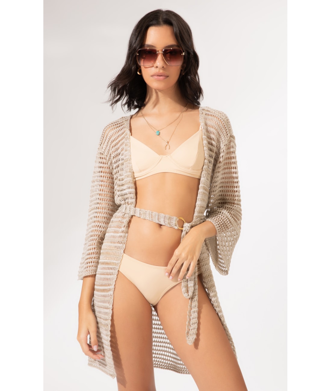 Saída Curta Tricot Gold Areia